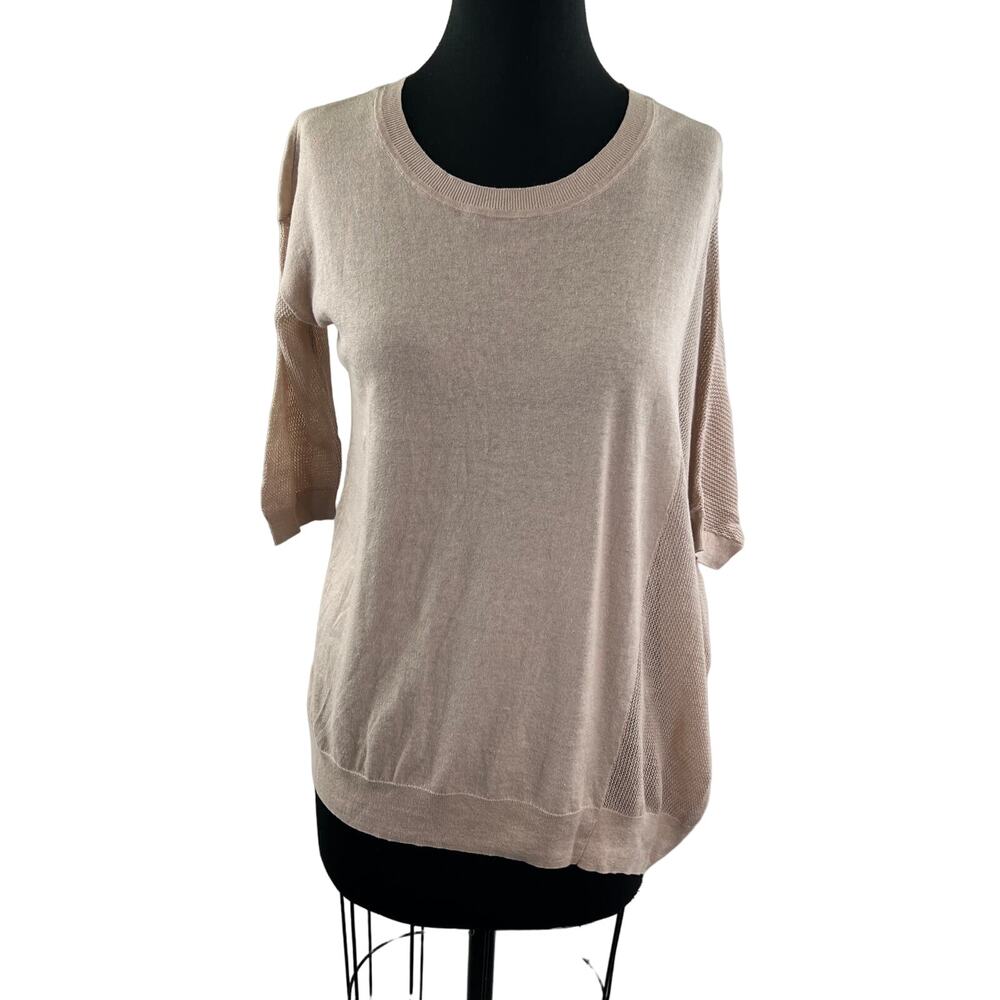 ALLSAINTS Beige Linen Cotton Half Sleeve Cast Jumper Sweater Top Size M NEW